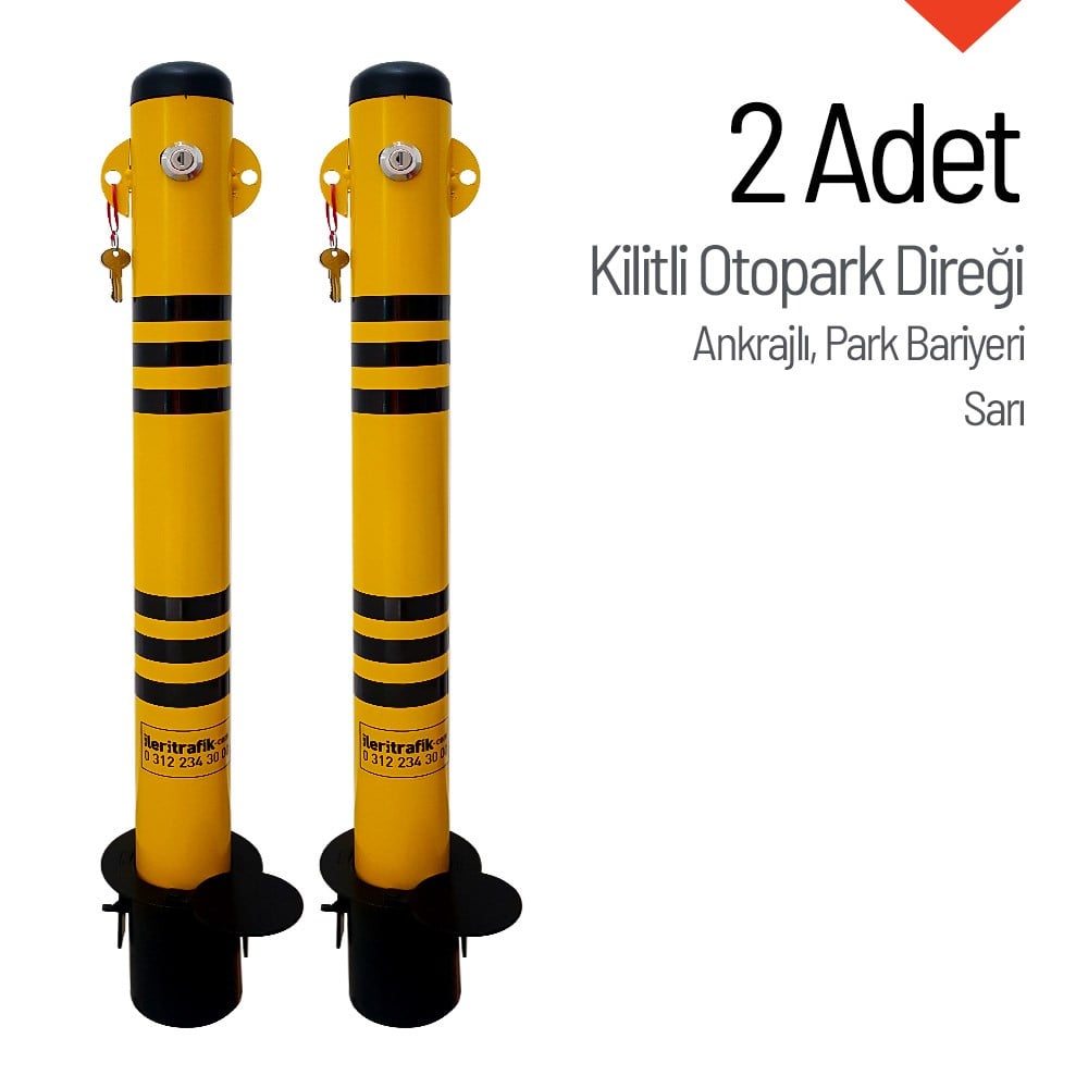 Kilitli Otopark Direği Çıkan Ankrajlı, Park Bariyeri 2li SetKilitli Park Direkleri