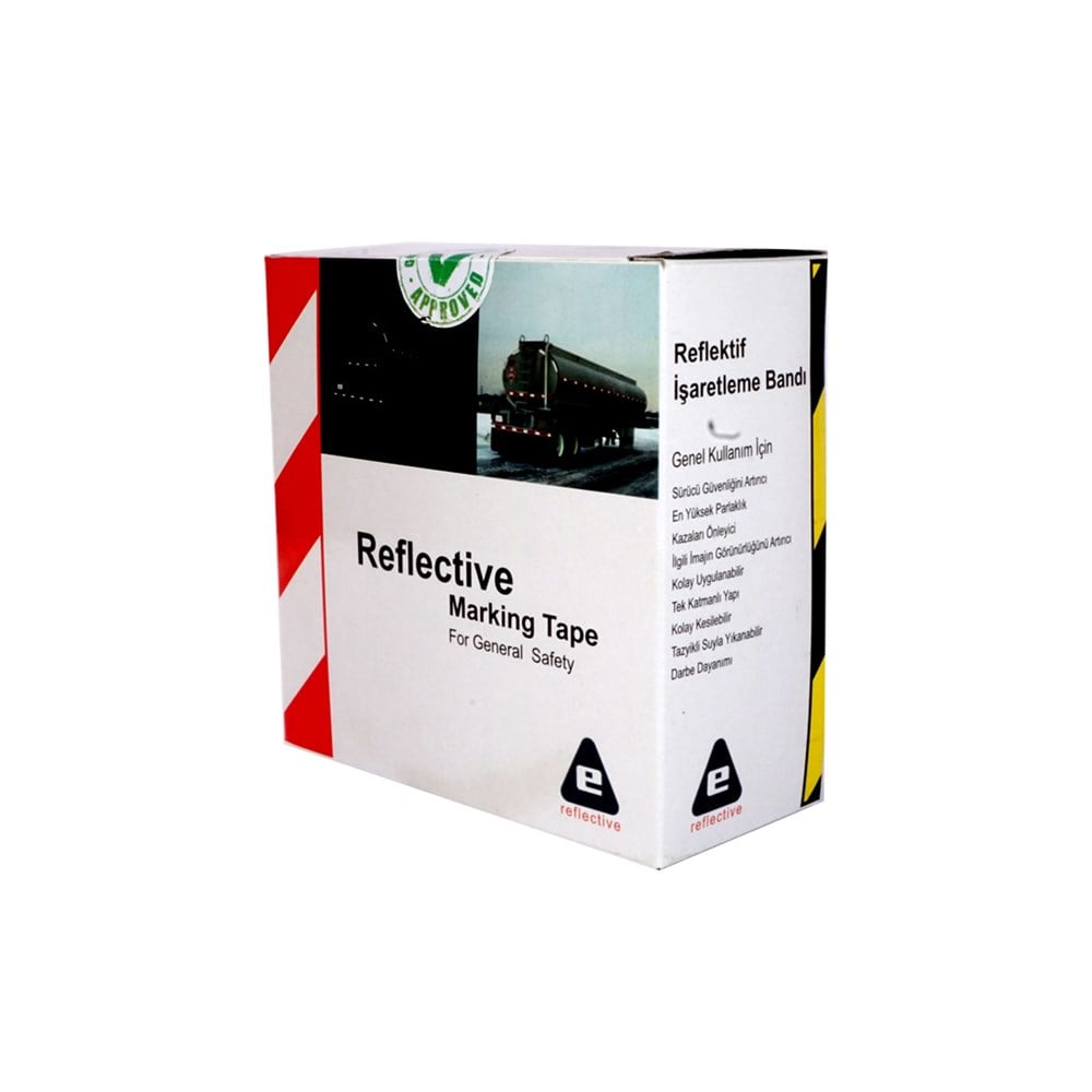 Kırmızı - Beyaz Reflektif Bant 10 cm x 10 m
