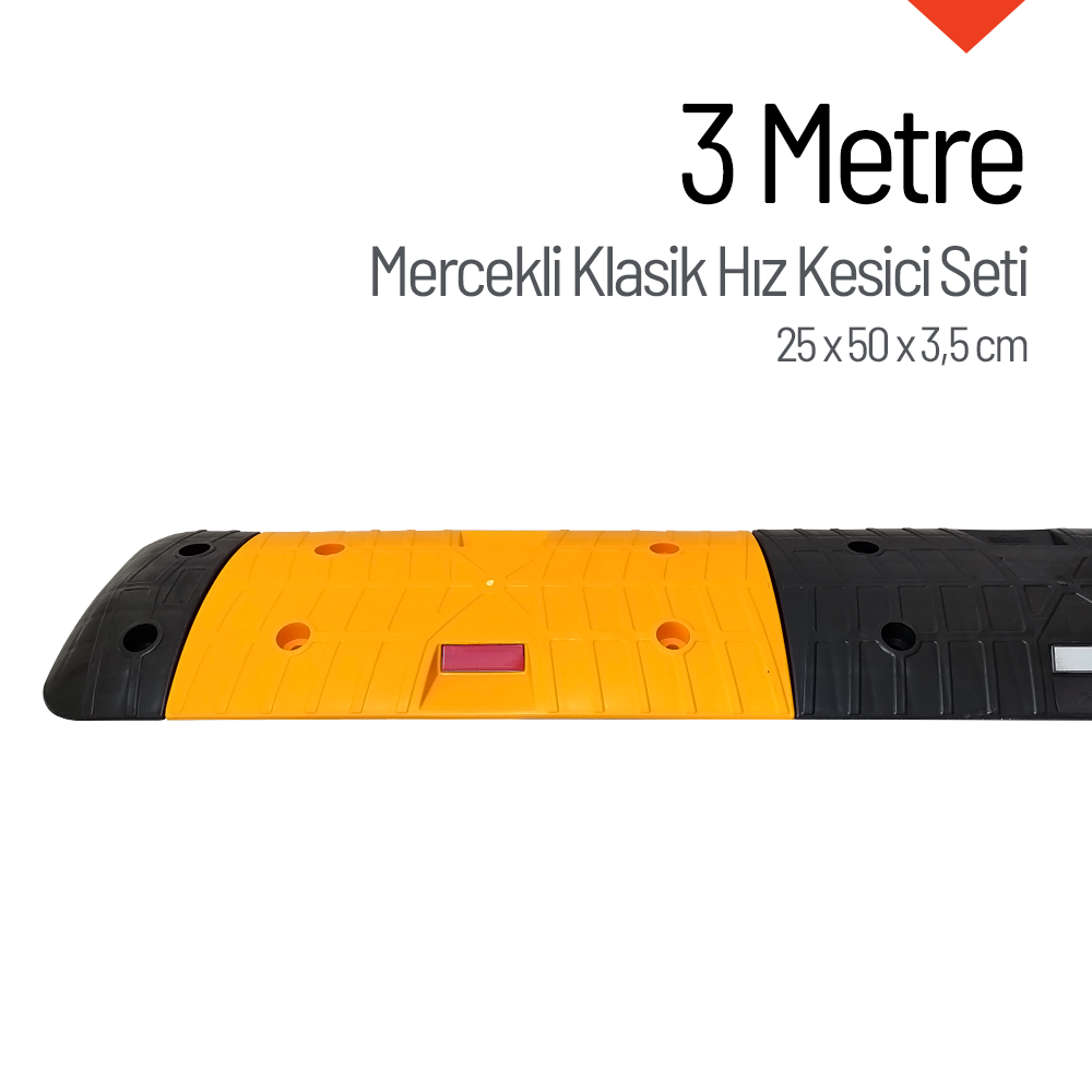 Mercekli Klasik Hız Kesici, Yol Kasisi 3 MetrePlastik Yol Kasisi