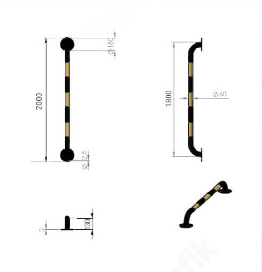 Oto Park Araç Stoperi, Otopark Demiri Sarı 200x13cm 60mmOtopark Araç Stoperi