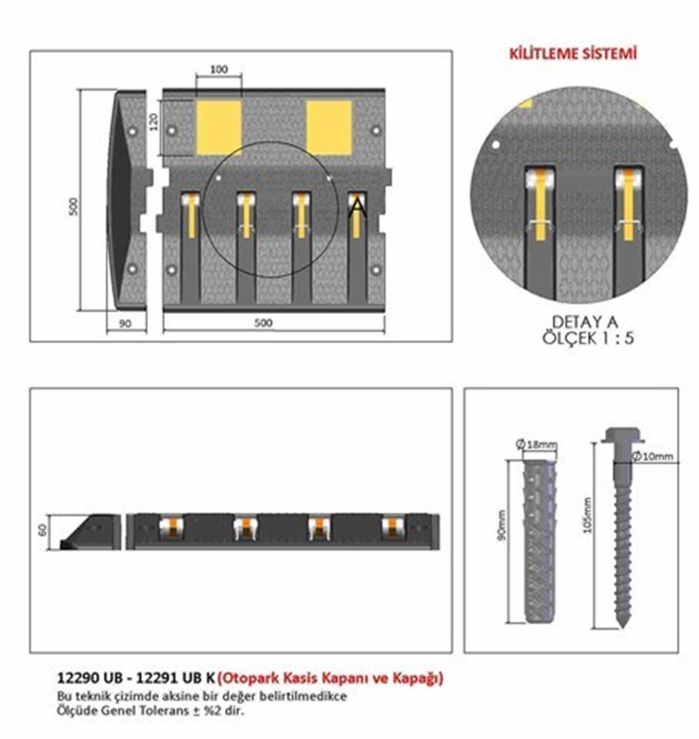 Otopark Kasis Kapanı 50 x 50 x 6 cm 6,5 MetreKampanyalı Yol Kasisi Setleri