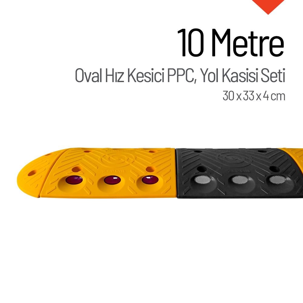 Oval Hız Kesici Set Kapaklı PPC, Yol Kasisi 30 x 33 x 4 cm - 10 MetrePlastik Yol Kasisi Setleri