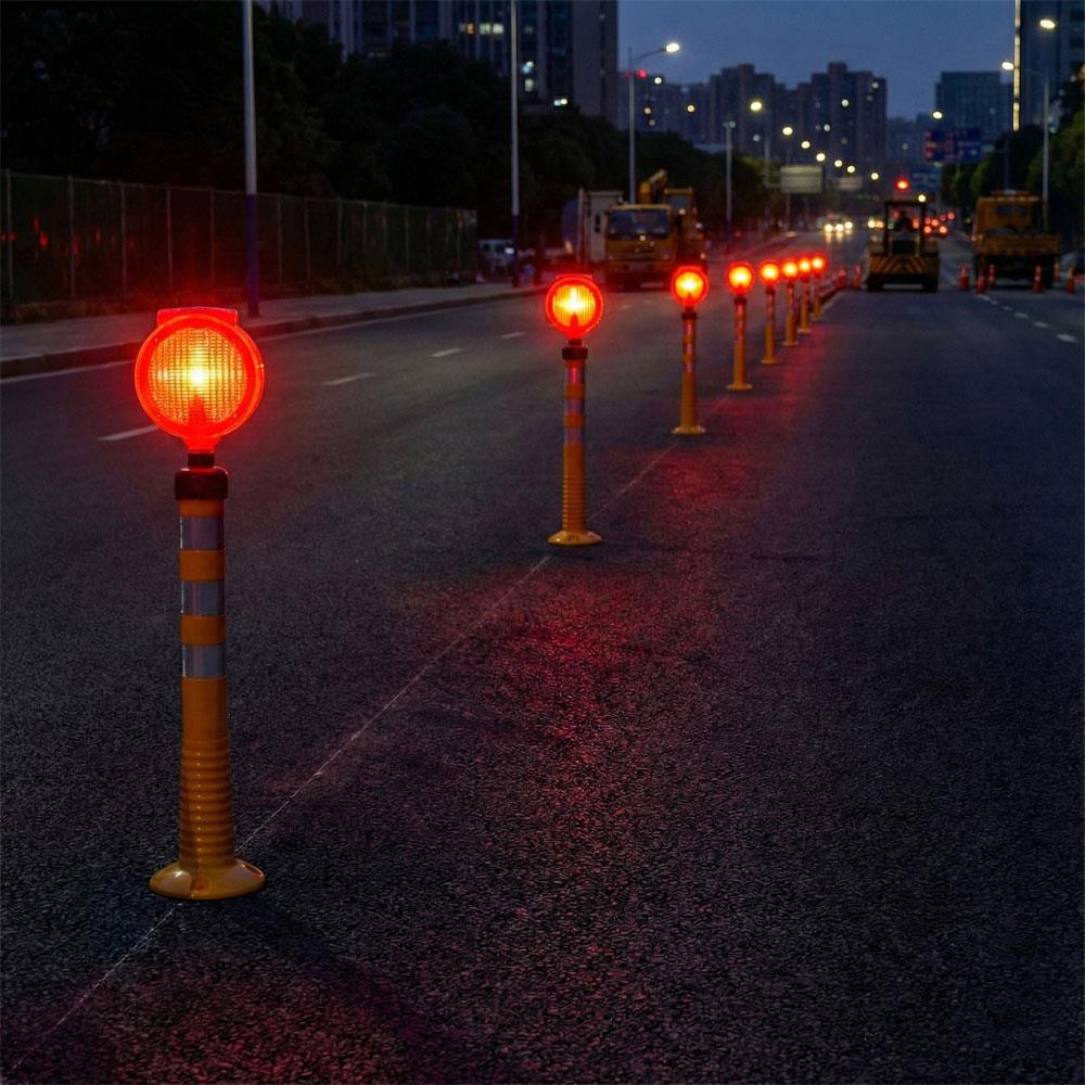 Solar Kırmızı Yuvarlak Flaşörlü Sarı Delinatör Seti Delineator Sets