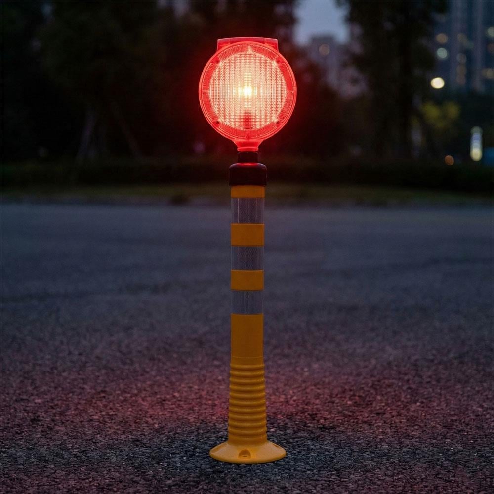 Solar Kırmızı Yuvarlak Flaşörlü Sarı Delinatör Seti Delineator Sets