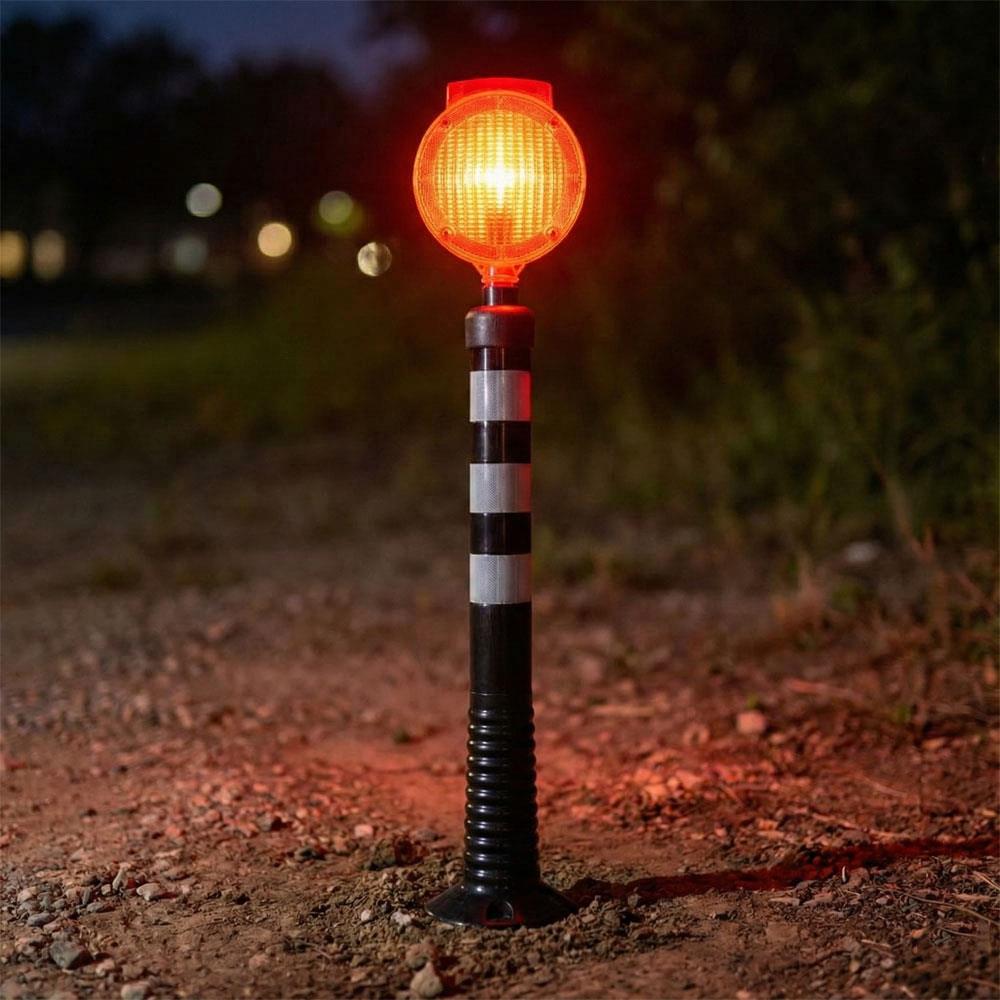 Solar Kırmızı Yuvarlak Flaşörlü Siyah Delinatör Seti Delinatör Seti