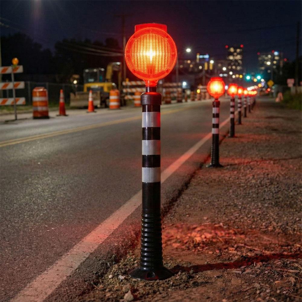 Solar Kırmızı Yuvarlak Flaşörlü Siyah Delinatör Seti Delinatör Seti