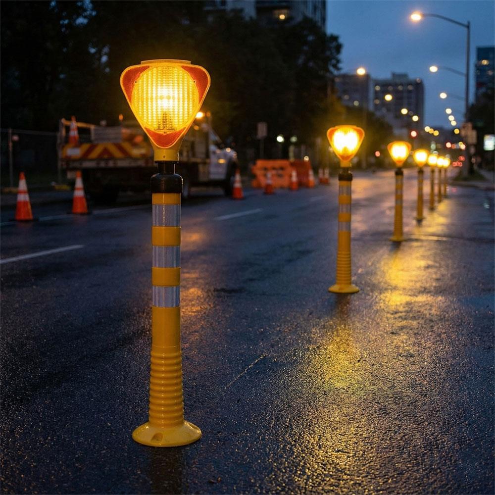 Solar Sarı Üçgen Flaşörlü Sarı Delinatör SetiDelineator Sets