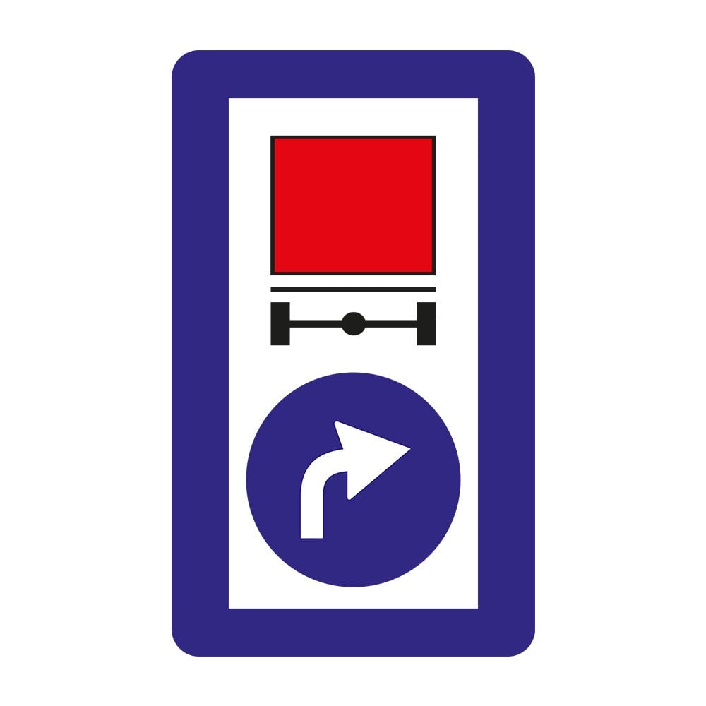 Tehlikeli Madde Taşıyan Taşıtların İzleyecekleri Mecburi Yön Levhası TT-43cTrafik Tanzim İşaretleri