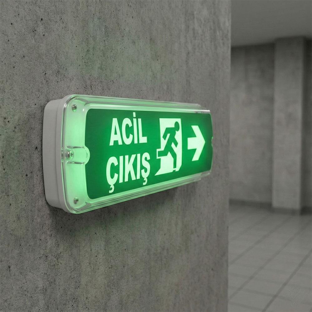 Tekyüz Acil Çıkış Yönlendirme Armatürü B Seri 74 x 355 x 118mmSıva Üstü