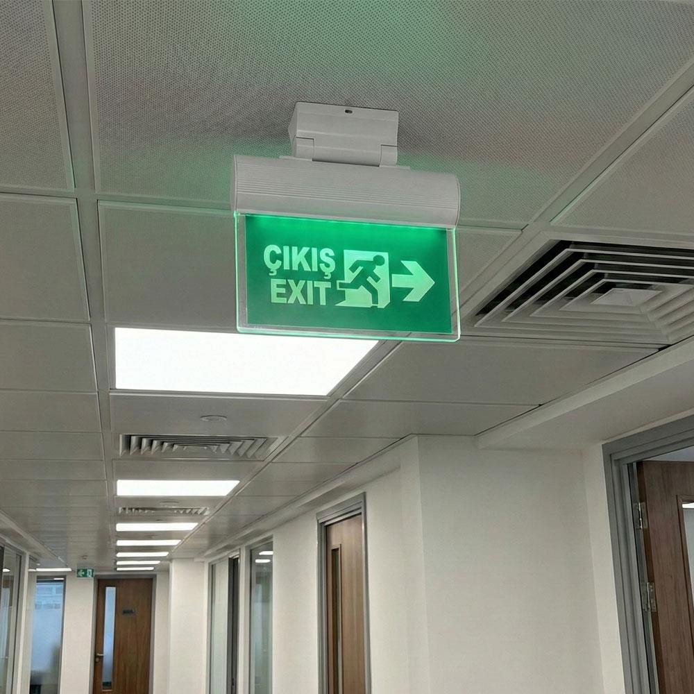 Tekyüz Acil Çıkış Yönlendirme Armatürü O Seri 38 x 300 x 220 mmSıva Üstü