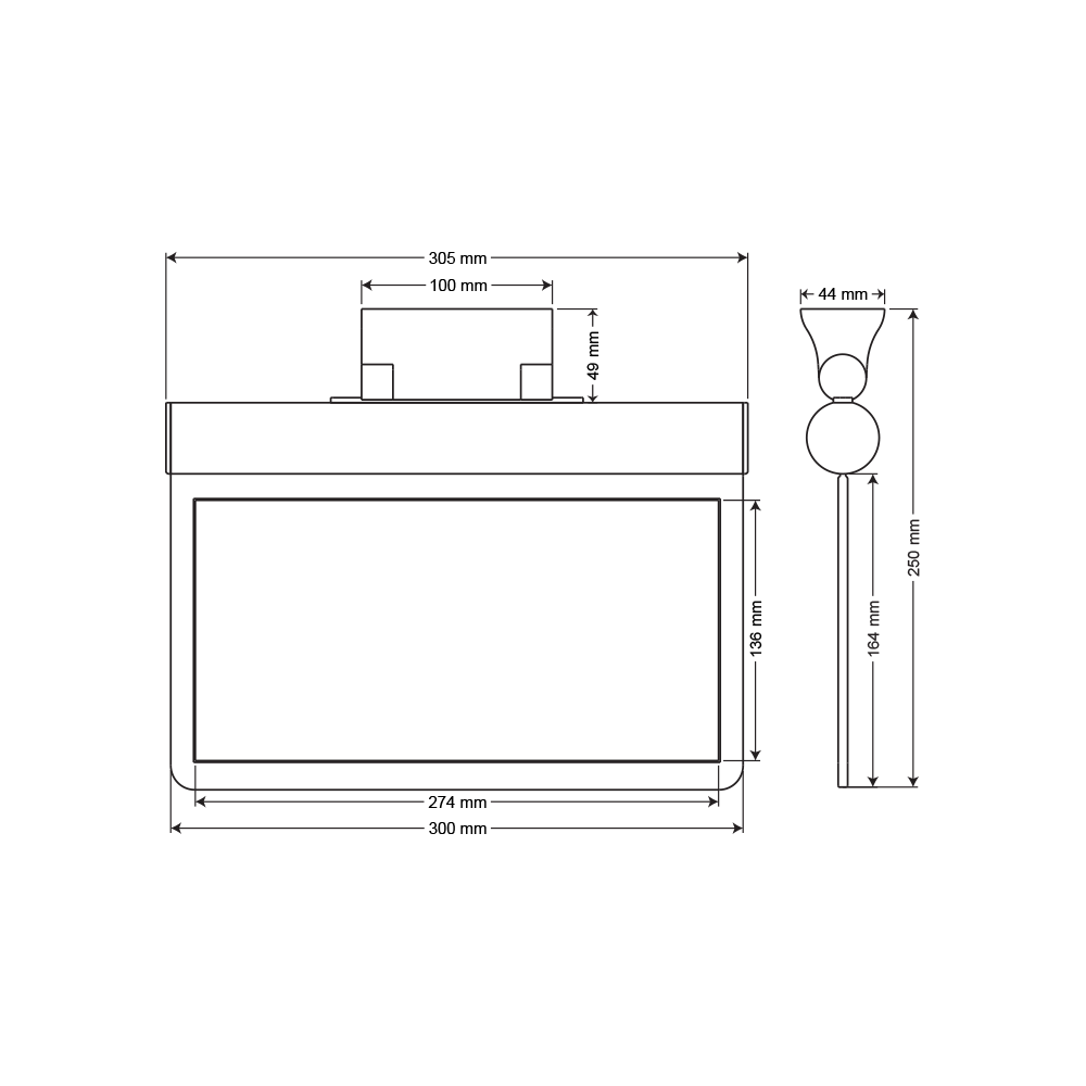 Tekyüz Sıva Altı Acil Çıkış Yönlendirme Armatürü SF Seri 40 x 300 x 200 mmSıva Altı