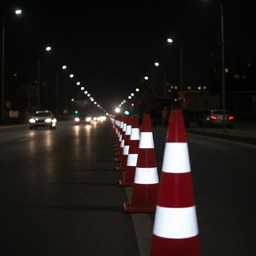 TPE Trafik Konisi 75 cm Çift Reflektifli - Ağırlıksız Trafik DubasıTrafik Konisi PPC 50-60-75 cm