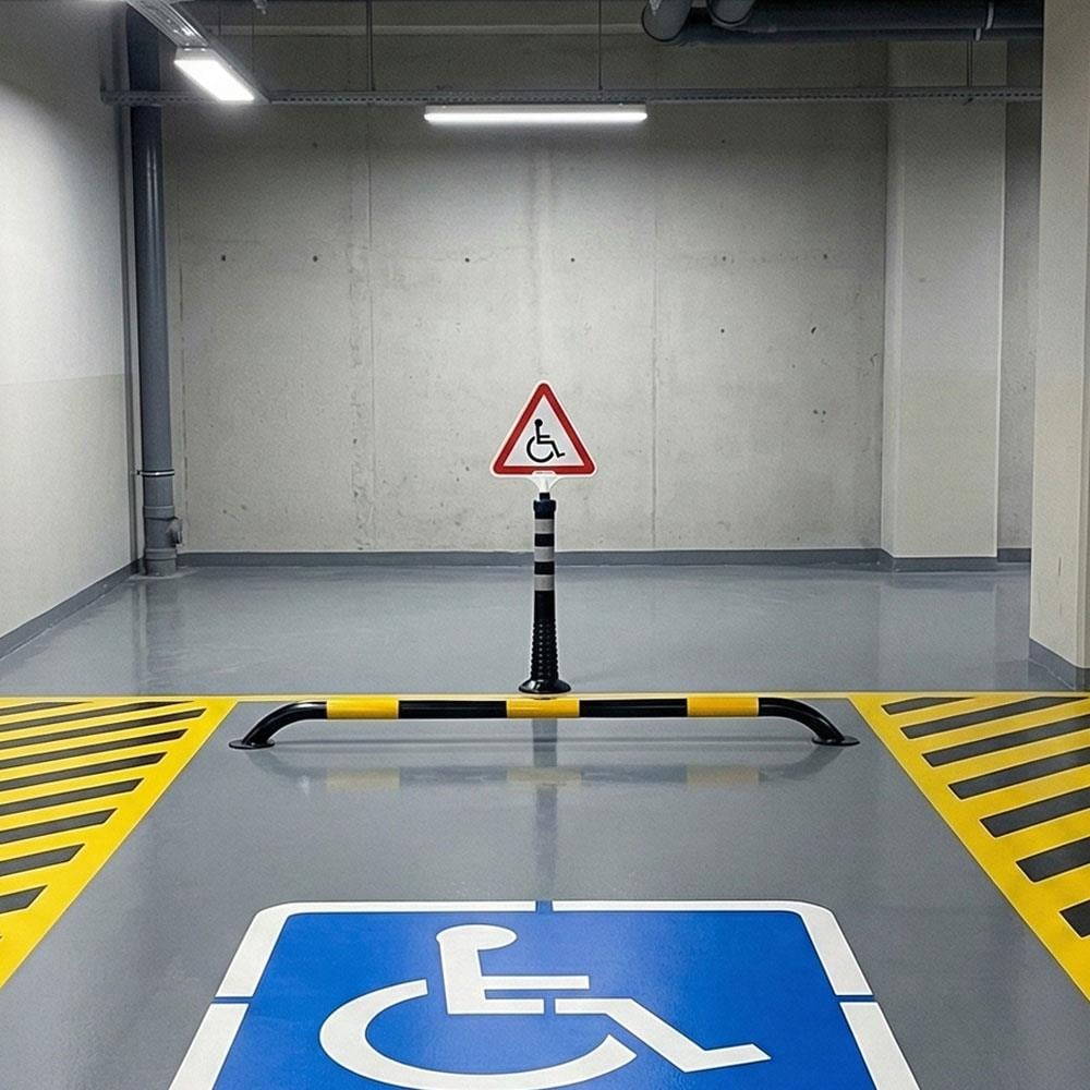 Üçgen Engelli Park Yeri Uyarı Levhalı Siyah Delinatör Seti 75x8 cmDelinatör Seti