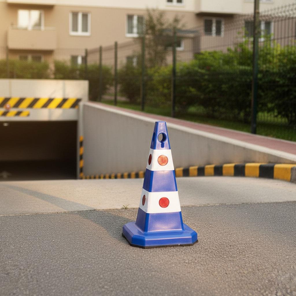 Ultra Kedi Gözlü Koni Mavi Ağırlıklı 60 cm Trafik DubasıTrafik Konisi PPC 50-60-75 cm