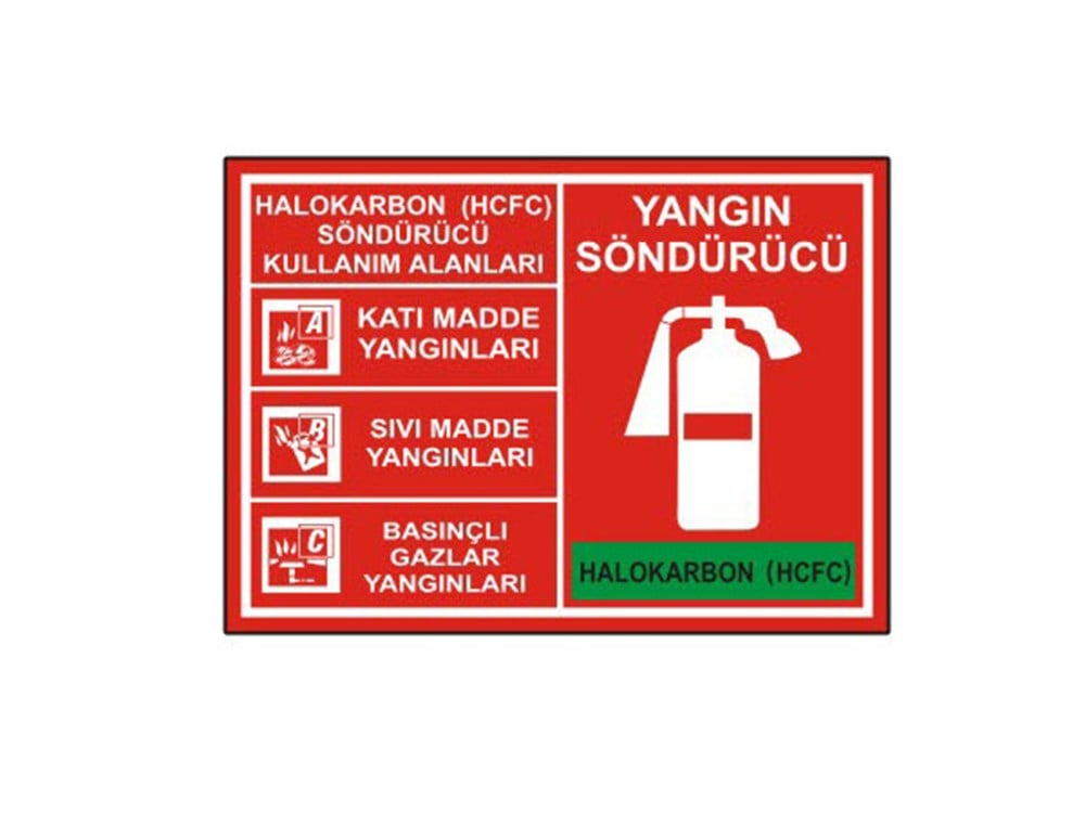 Yangın Söndürücü Halokarbon Kullanım Alanları Levhası