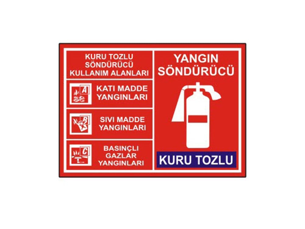 Yangın Söndürücü Kuru Tozlu Kullanım Alanları Levhası