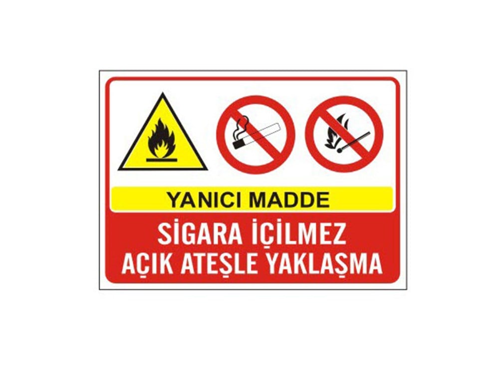 Yanıcı Madde Sigara İçilmez Açık Alev Yasaktır Levhası