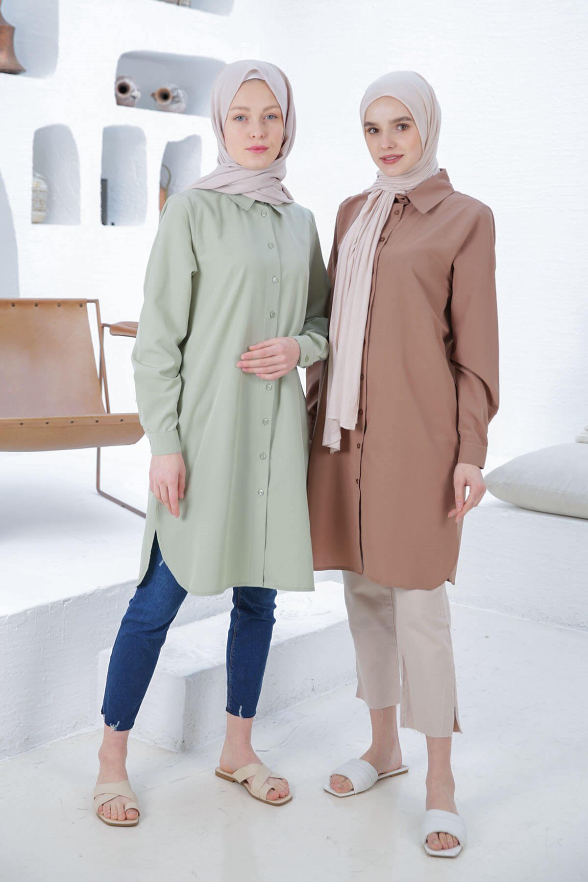 CHEMISE BASIC VERT AMANDE