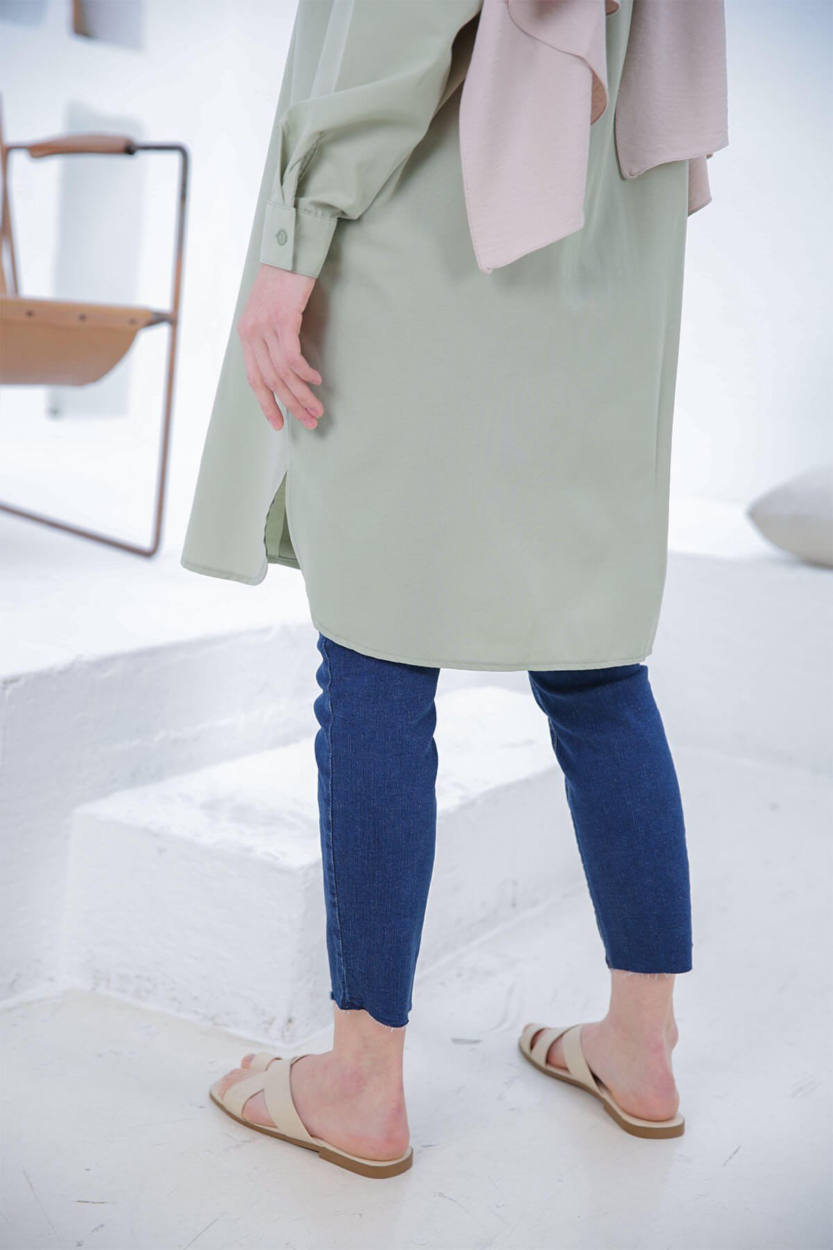 CHEMISE BASIC VERT AMANDE