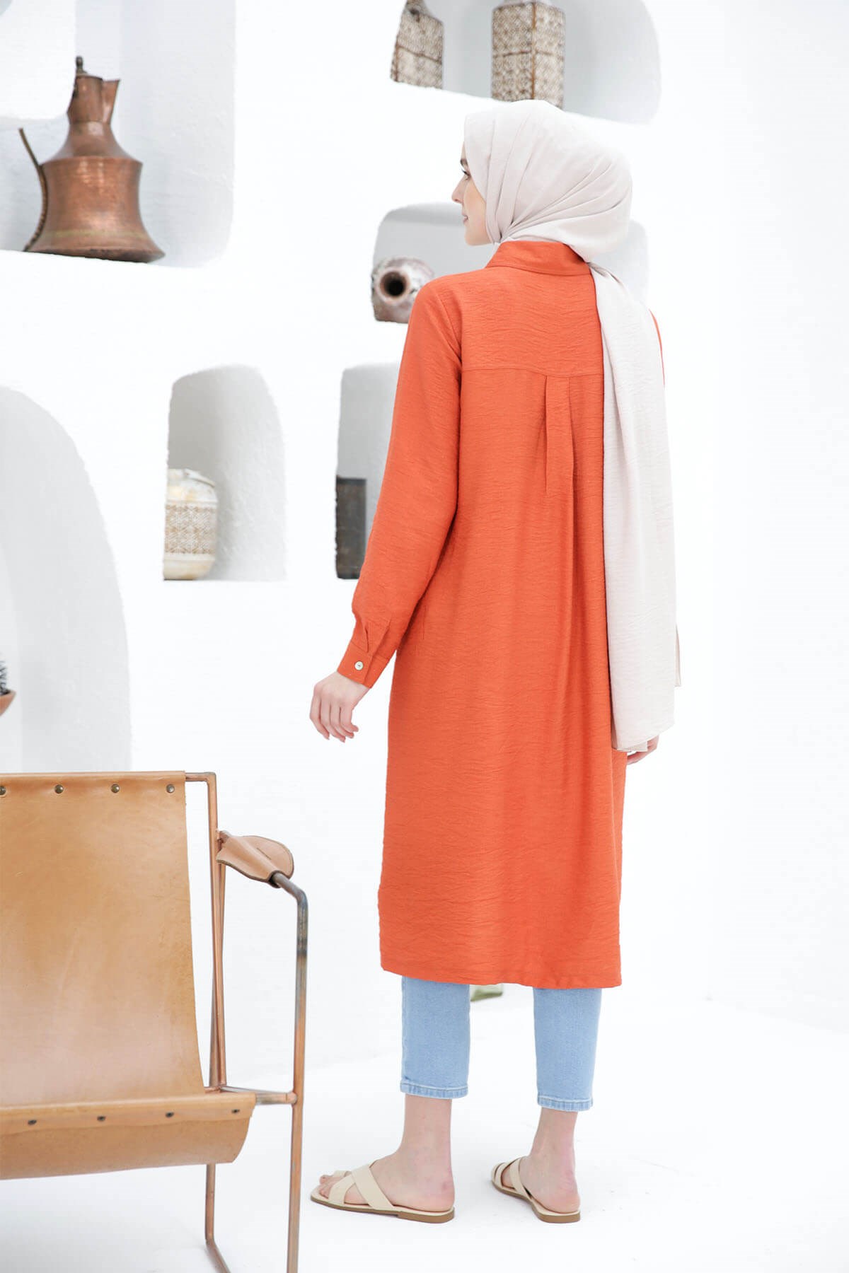 LONGUE TUNIQUE CHEMISE BRIQUE