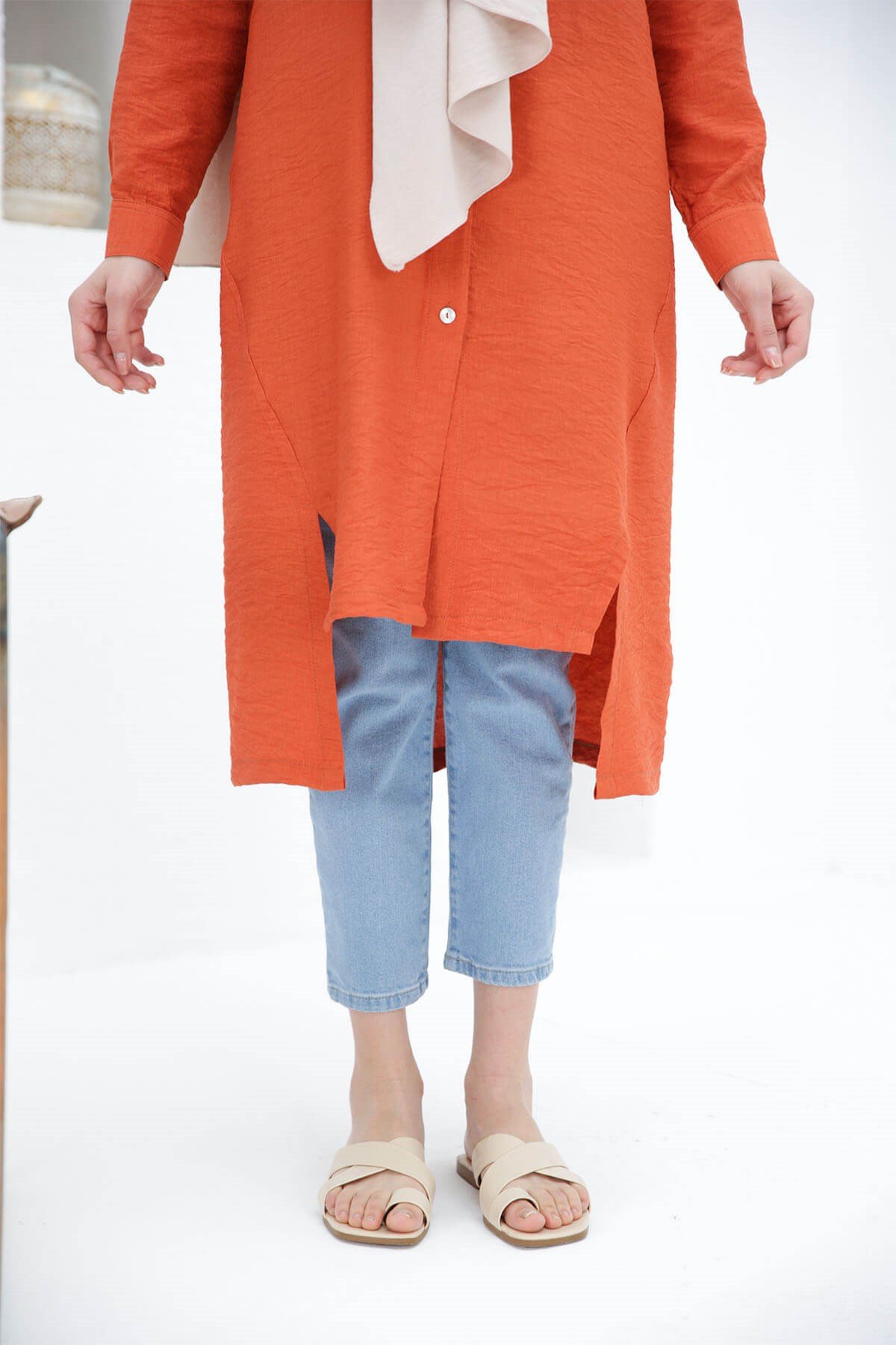 LONGUE TUNIQUE CHEMISE BRIQUE