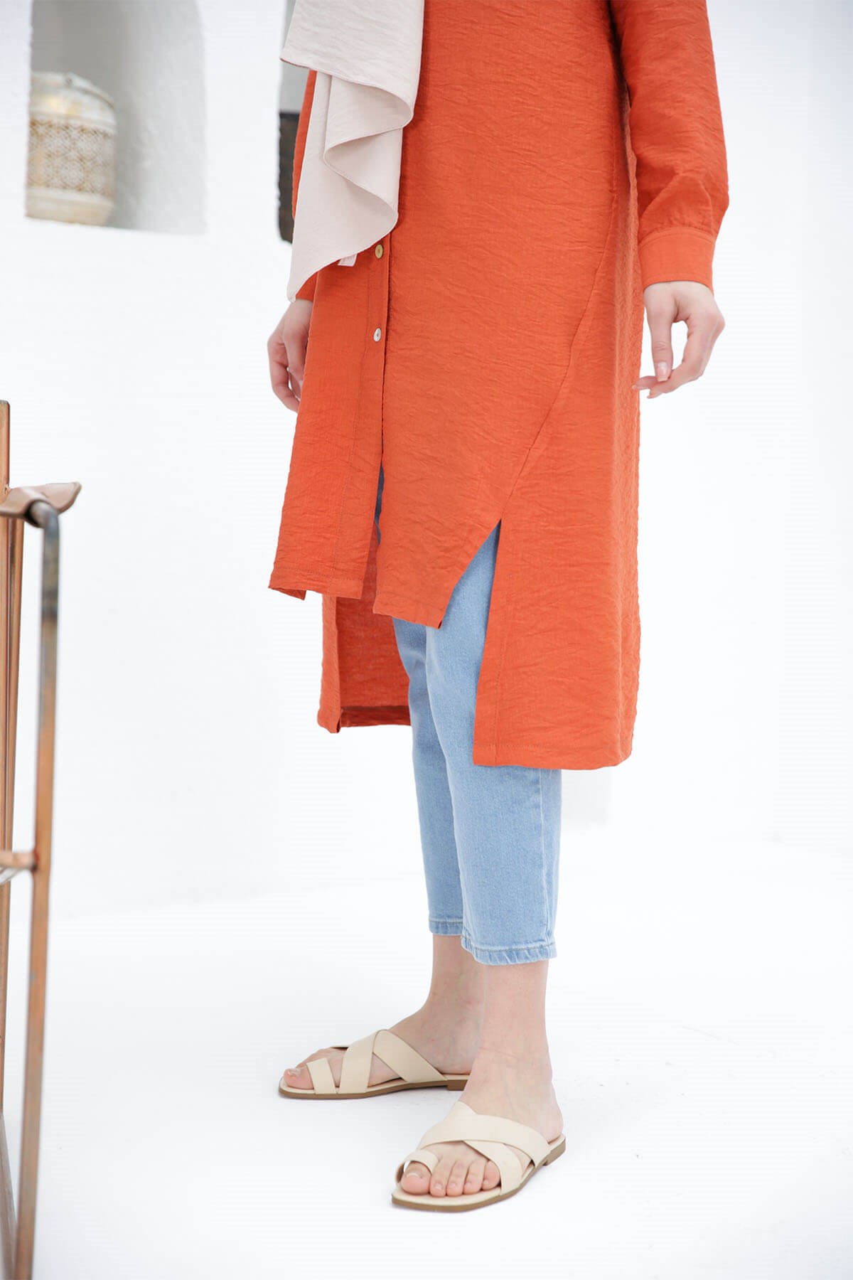 LONGUE TUNIQUE CHEMISE BRIQUE