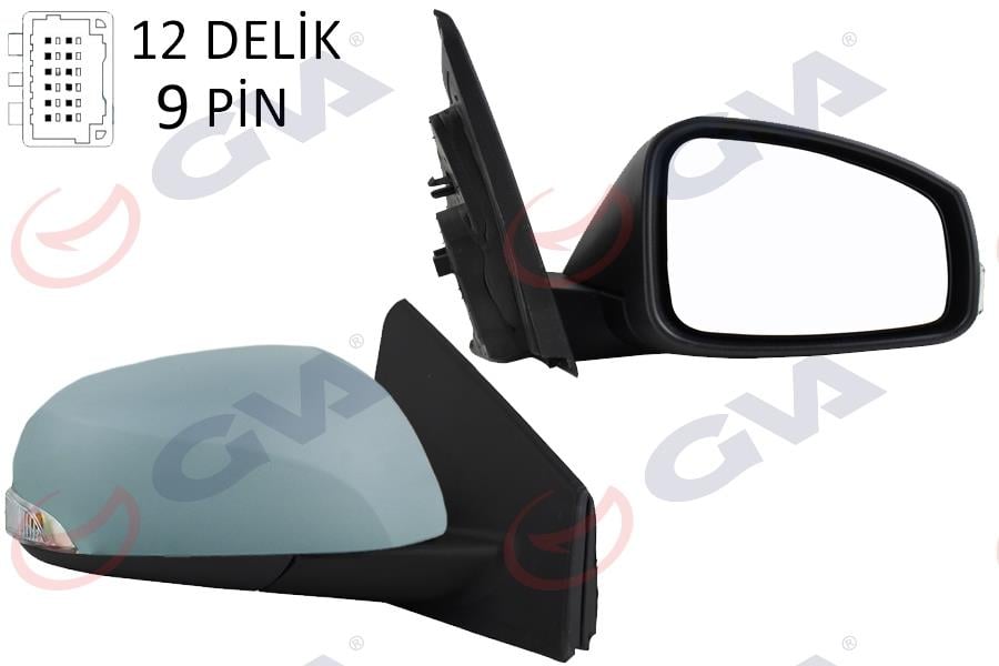 GVADış Dikiz Aynası Sağ Megane-Fluence 08 Elektrikli Isıtmalı Sinyalli Katlanır Astarlı Konveks 9 Fiş Vm-6138EbrGVA 1011325