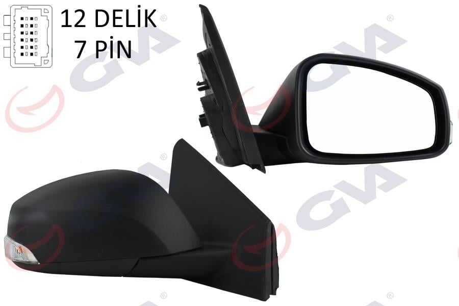 GVADış Dikiz Aynası Sağ Megane-Fluence 08 Elektrikli Isıtmalı Sinyalli Konveks 7 Fiş Vm-6138EhrGVA 1011321