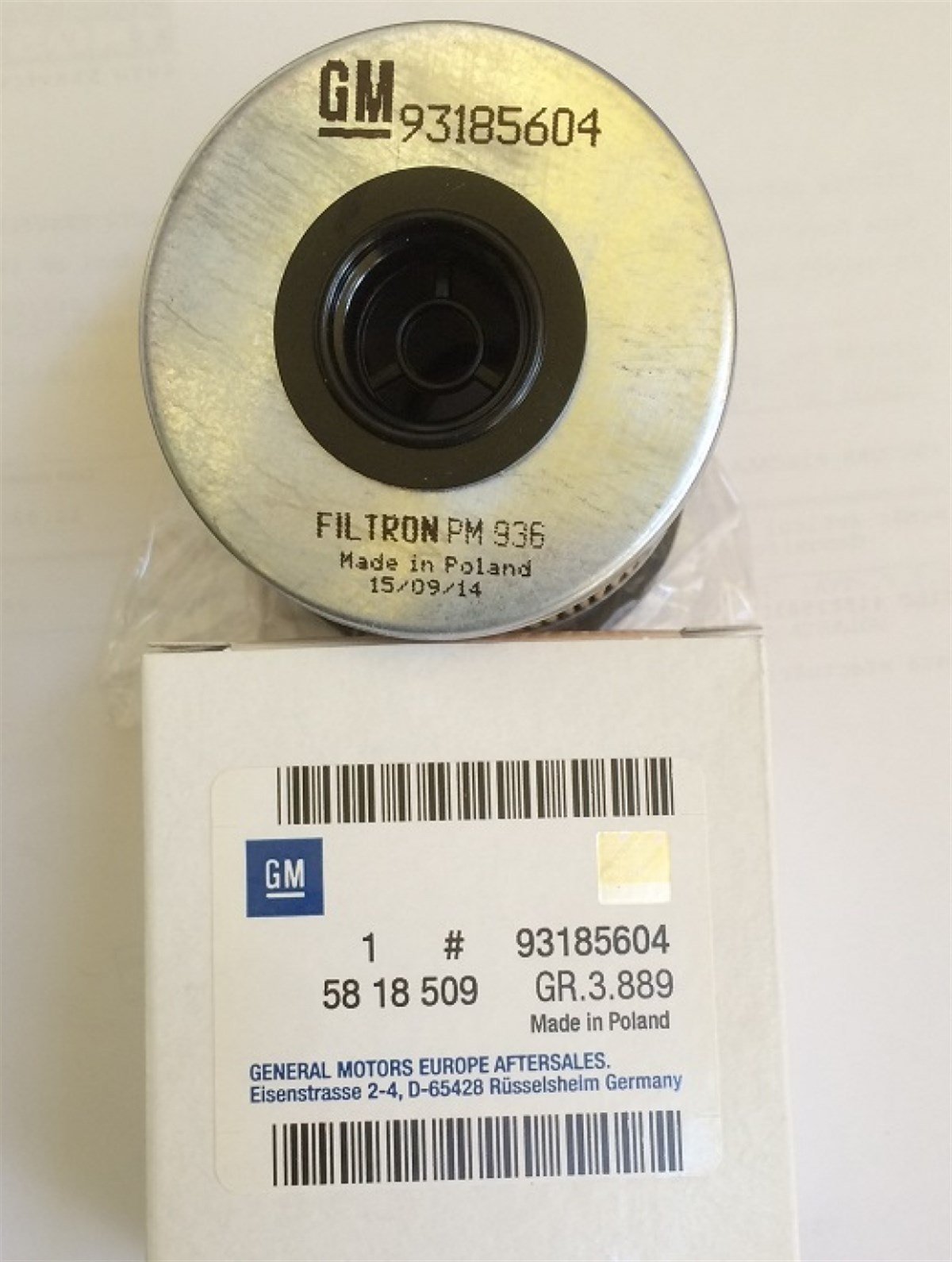 Opel Combo C 1.7 / 2.0 / 2.2 G Yakıt filtresi GM