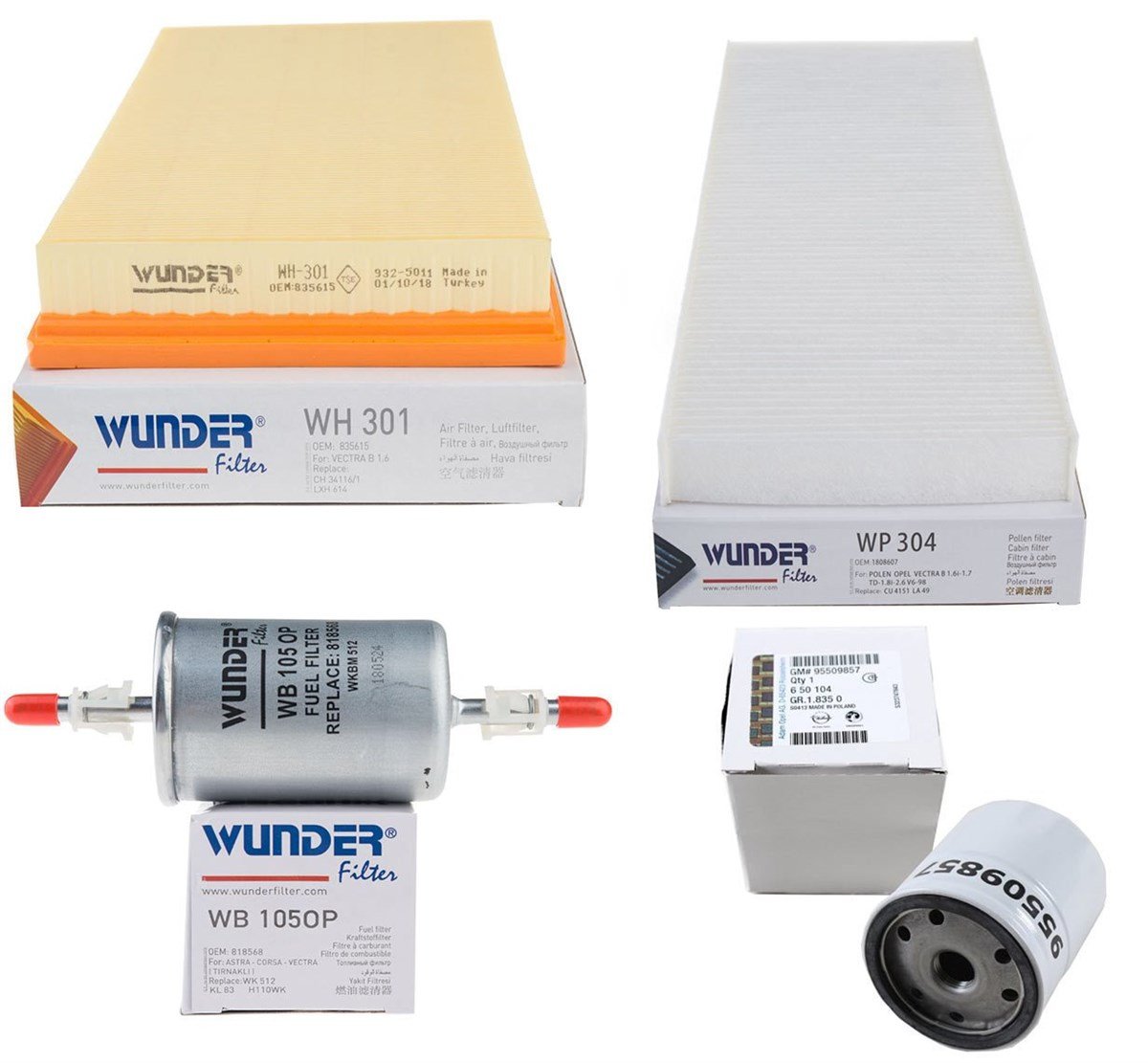 Opel Vectra B 1.6-2.0 Periyodik Bakım Filtre Seti