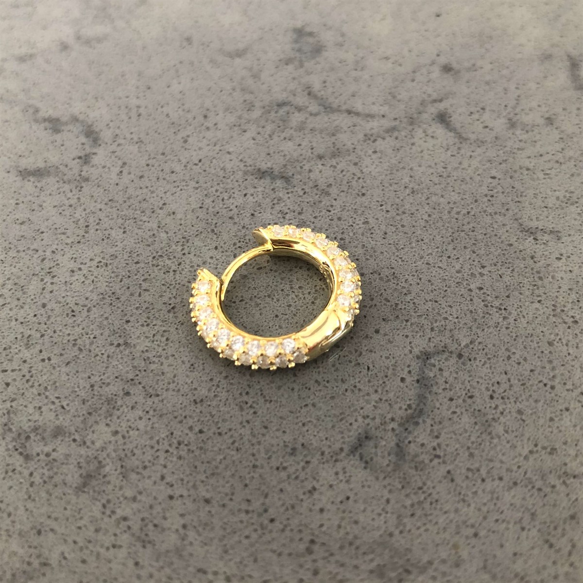 1,7 cm Taşlı Halka İthal Küpe 