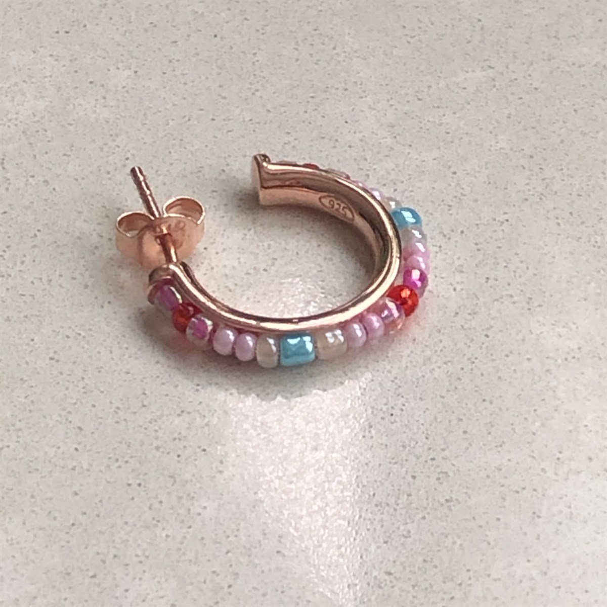 2 cm Renkli Boncuk Halka Küçük Boy İthal Küpe
