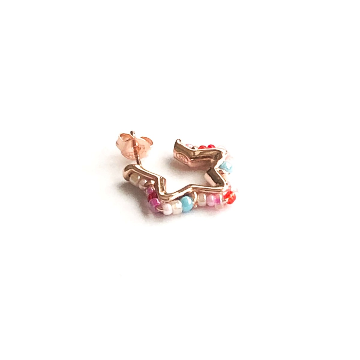 2 cm Renkli Boncuk Yıldız Küçük Boy İthal Küpe