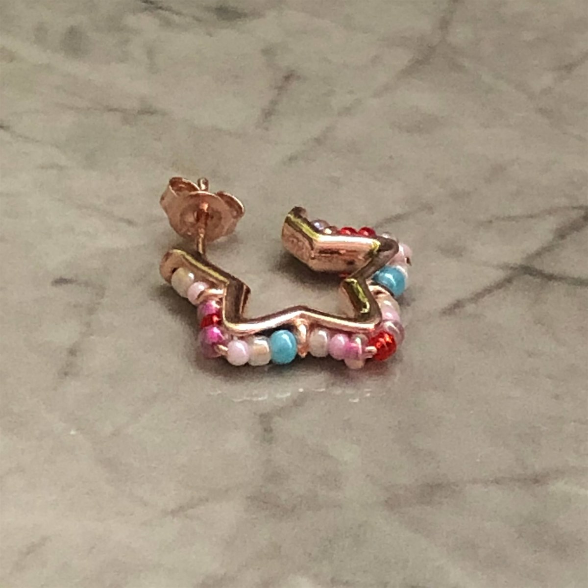 2 cm Renkli Boncuk Yıldız Küçük Boy İthal Küpe