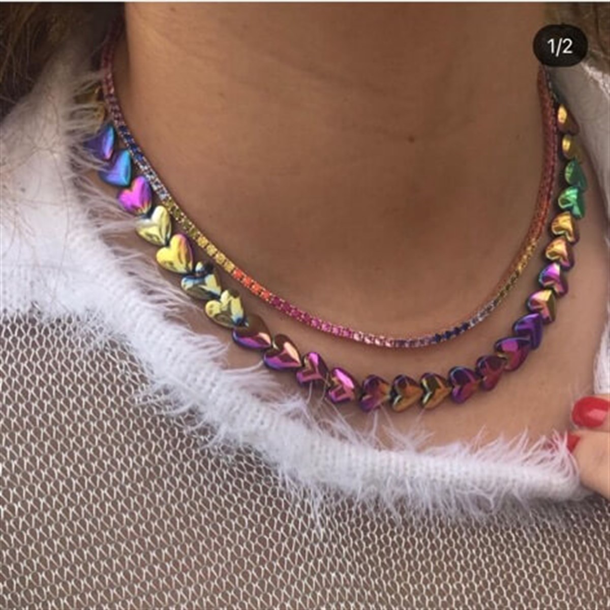 2 mm Taşlı Multicolor Suyolu İthal Kolye