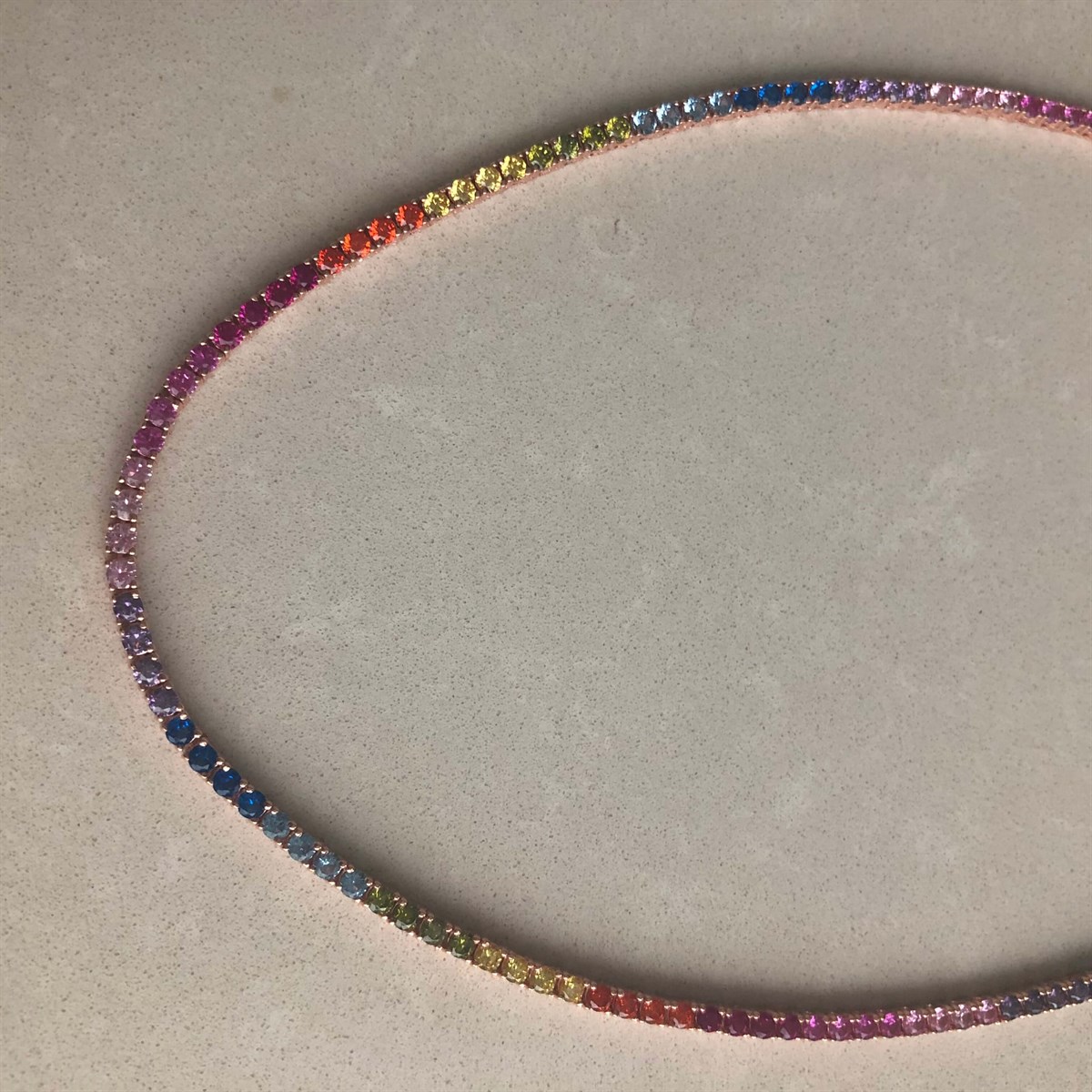 2 mm Taşlı Multicolor Suyolu İthal Kolye