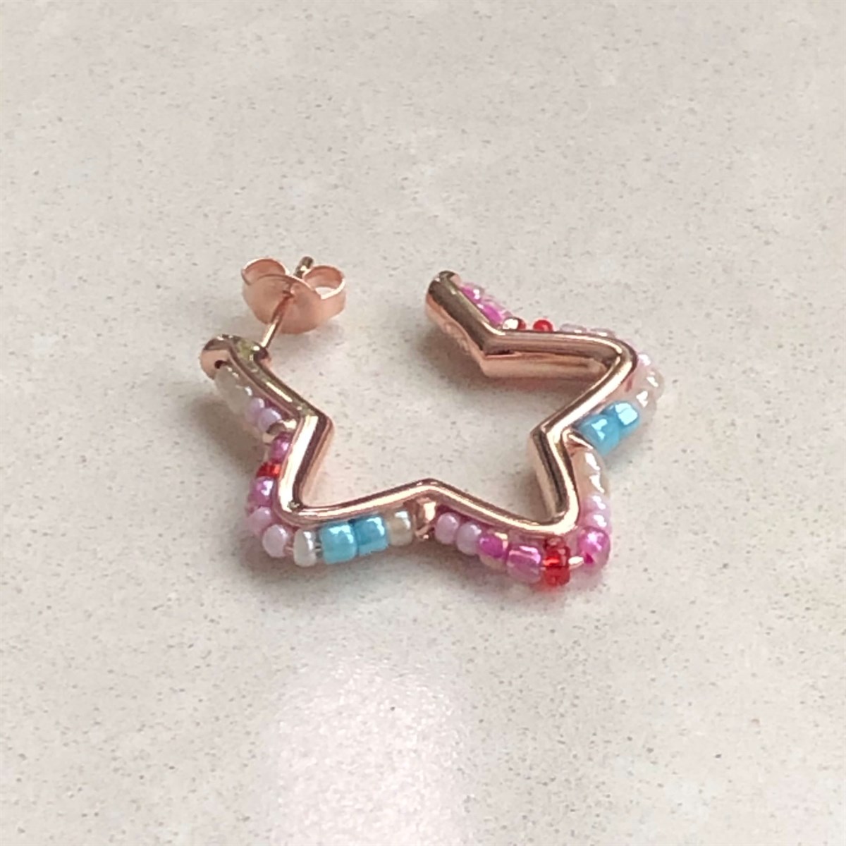 3 cm Renkli Boncuk Yıldız Büyük Boy İthal Küpe