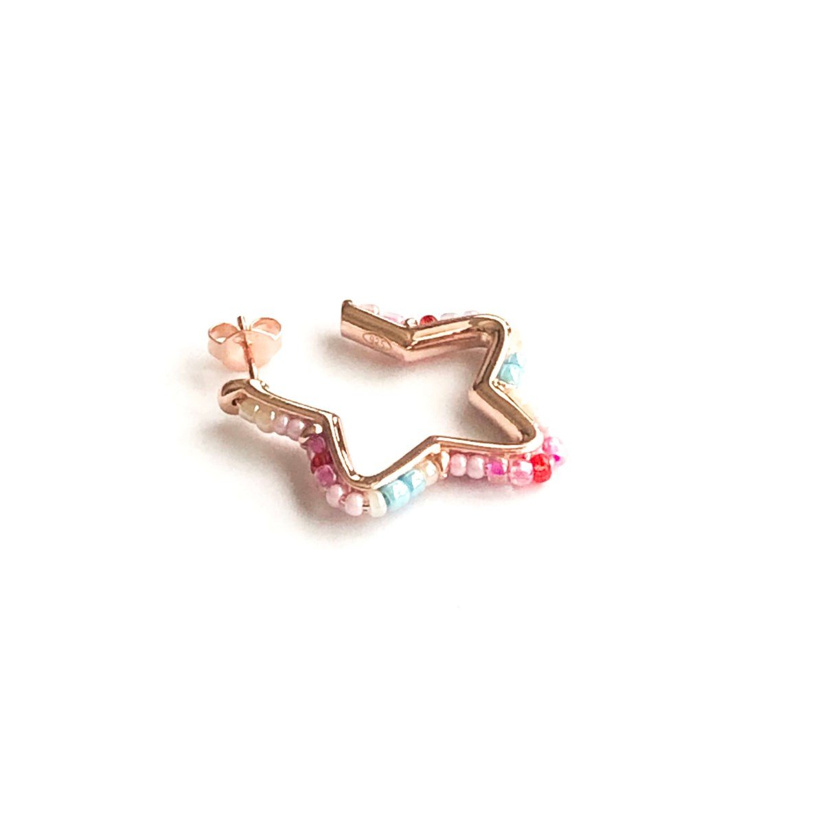 3 cm Renkli Boncuk Yıldız Büyük Boy İthal Küpe