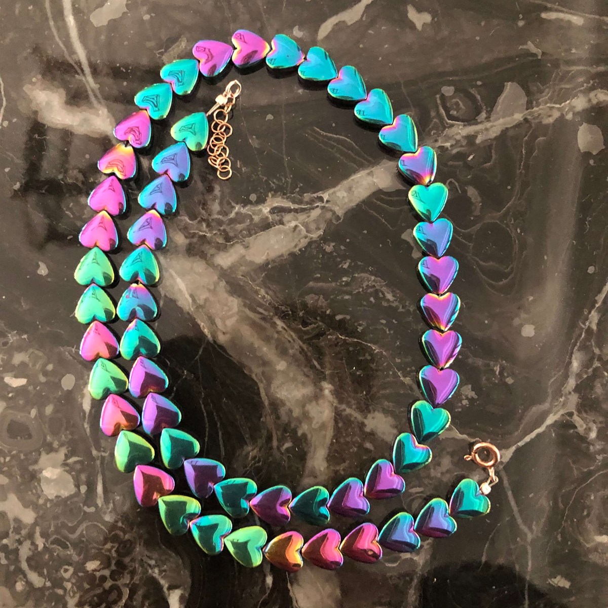 Küçük Size Kalp Multicolar Hematit Kolye 1