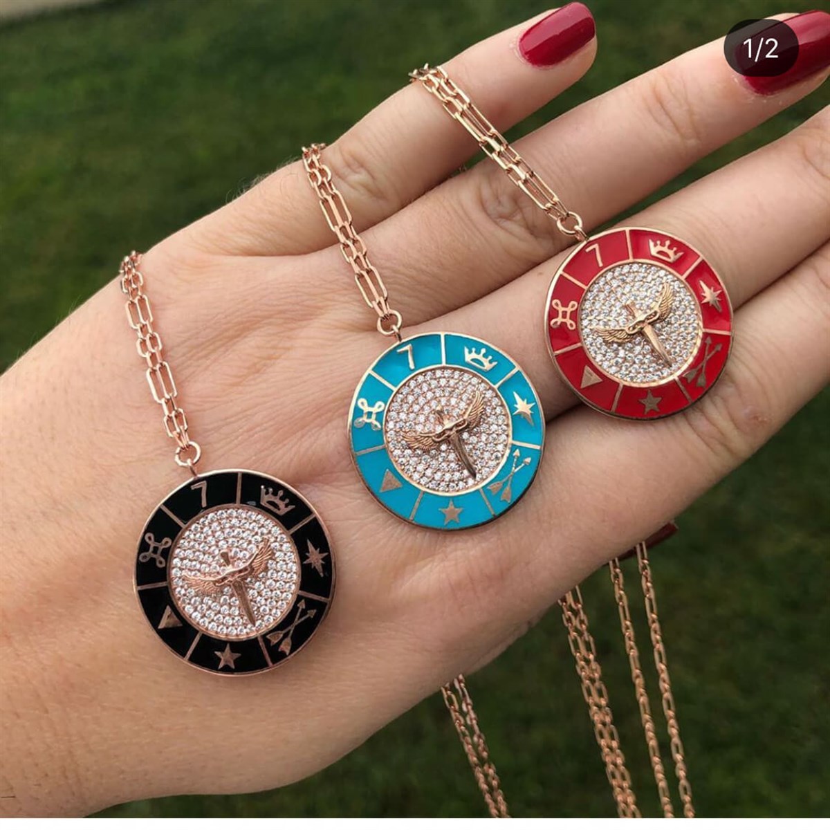 Mavi Mine Melekli Kolye