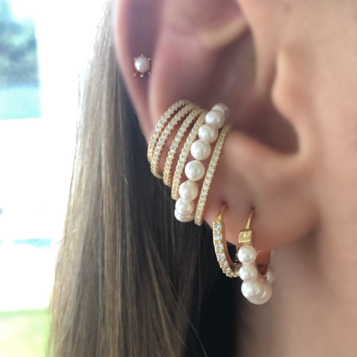 Mini Top İnci İthal Küpe