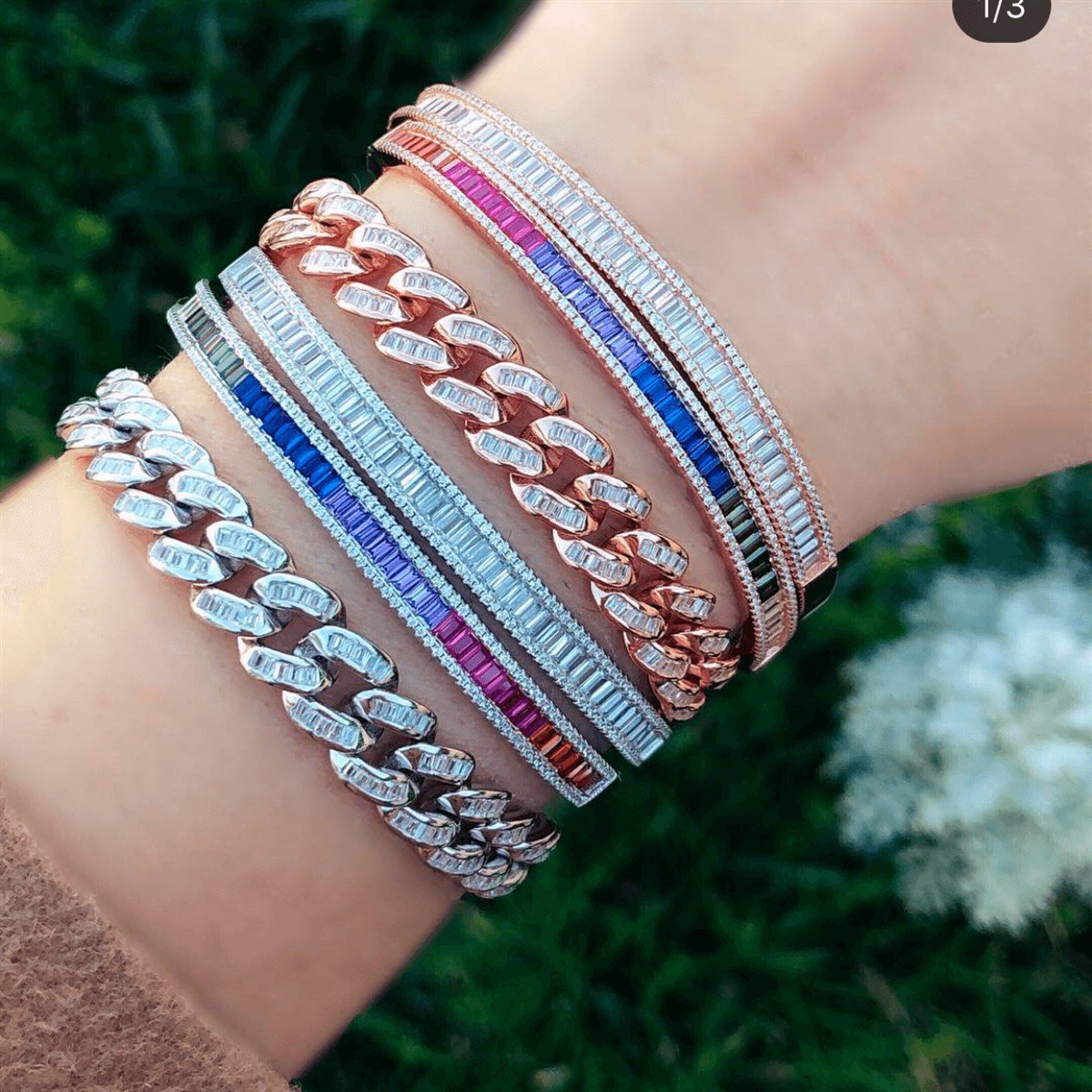 Multicolor Baget Taş İthal Bileklik 