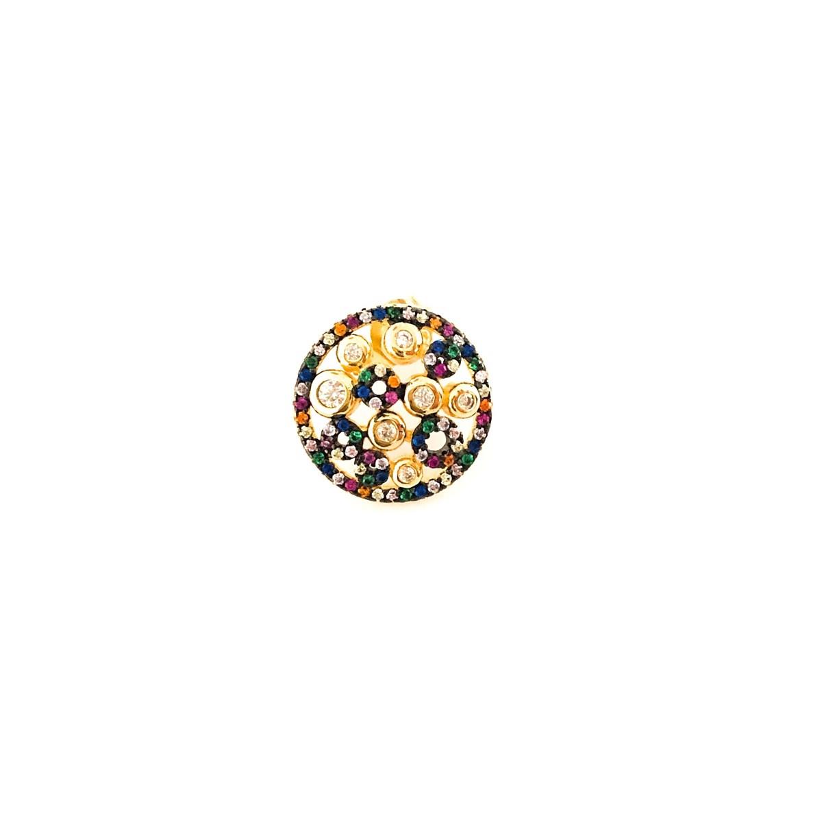 Multicolor Taşlı Yuvarlak Küpe 