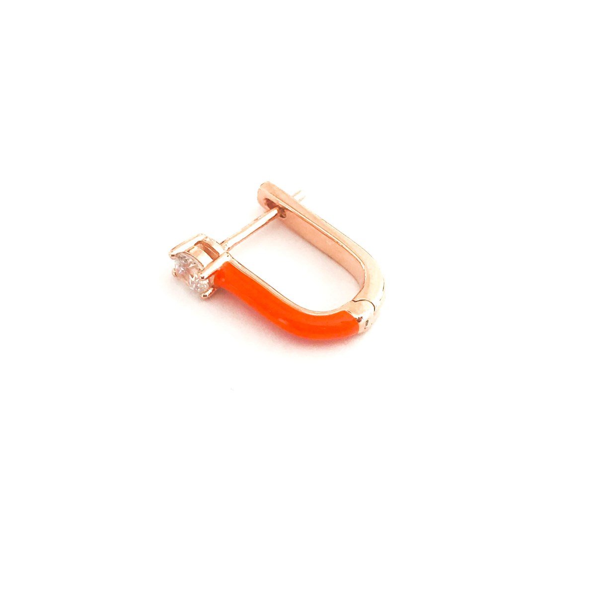 Neon Oranj Tek Taş İthal Küpe