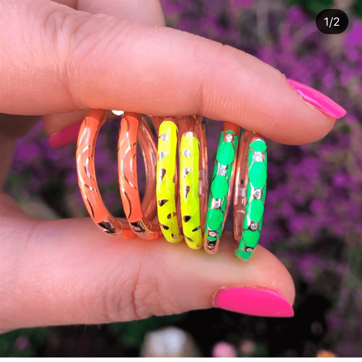 Neon Yeşil Halka Küpe