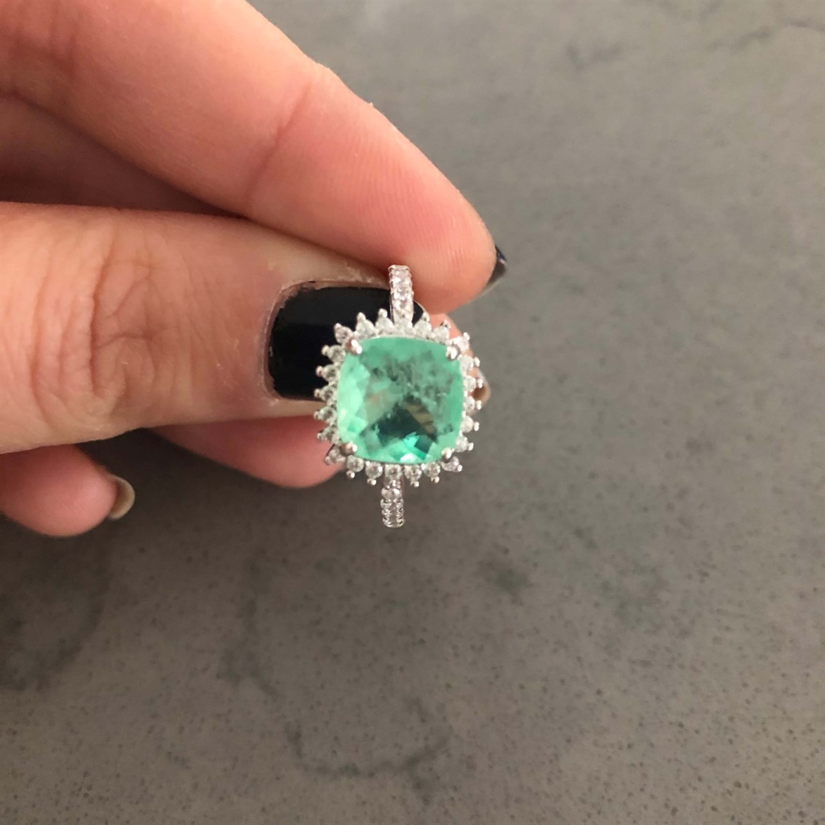 Paraiba Tourmaline Taş Kare İthal Yüzük