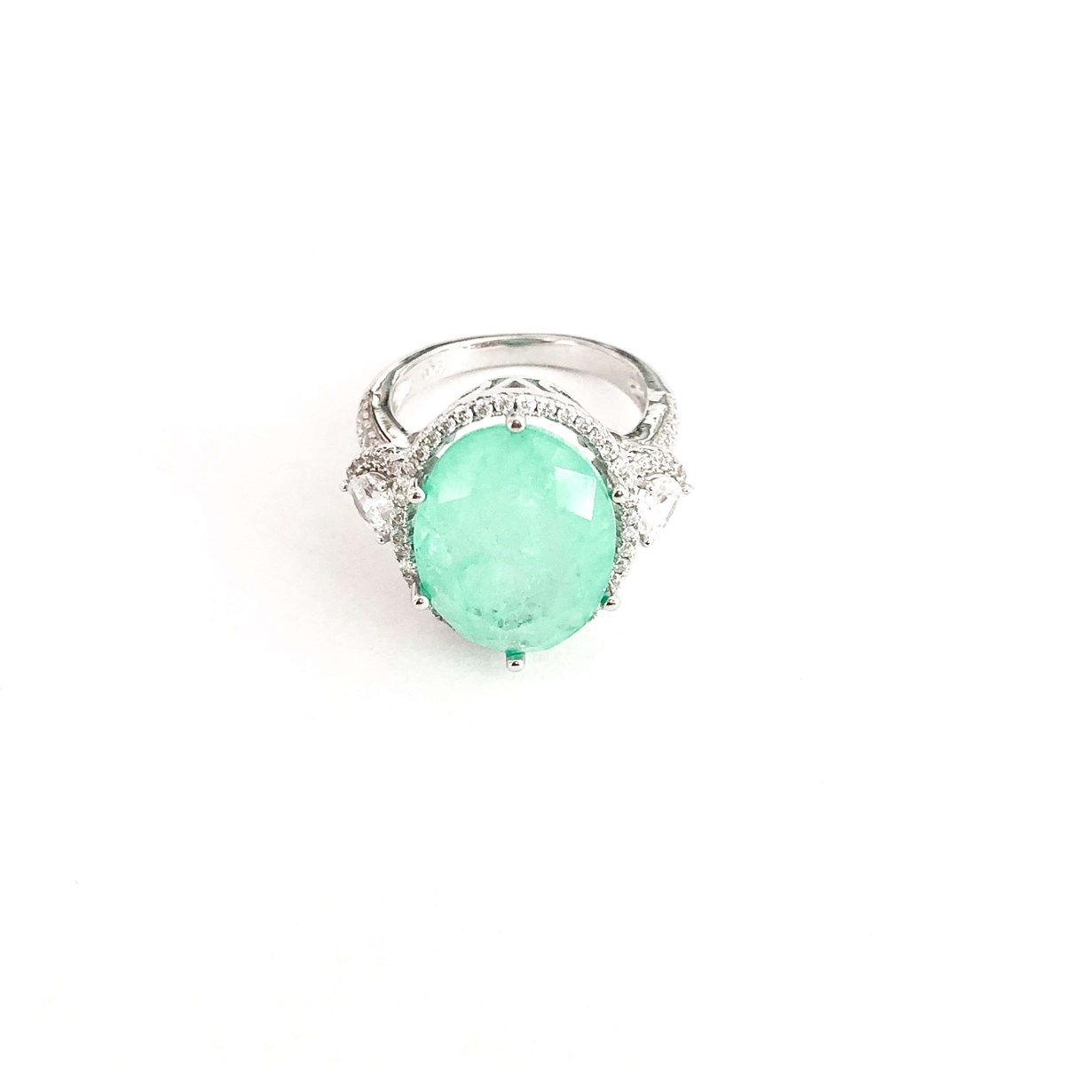 Paraiba Tourmaline Taş Oval İthal Yüzük