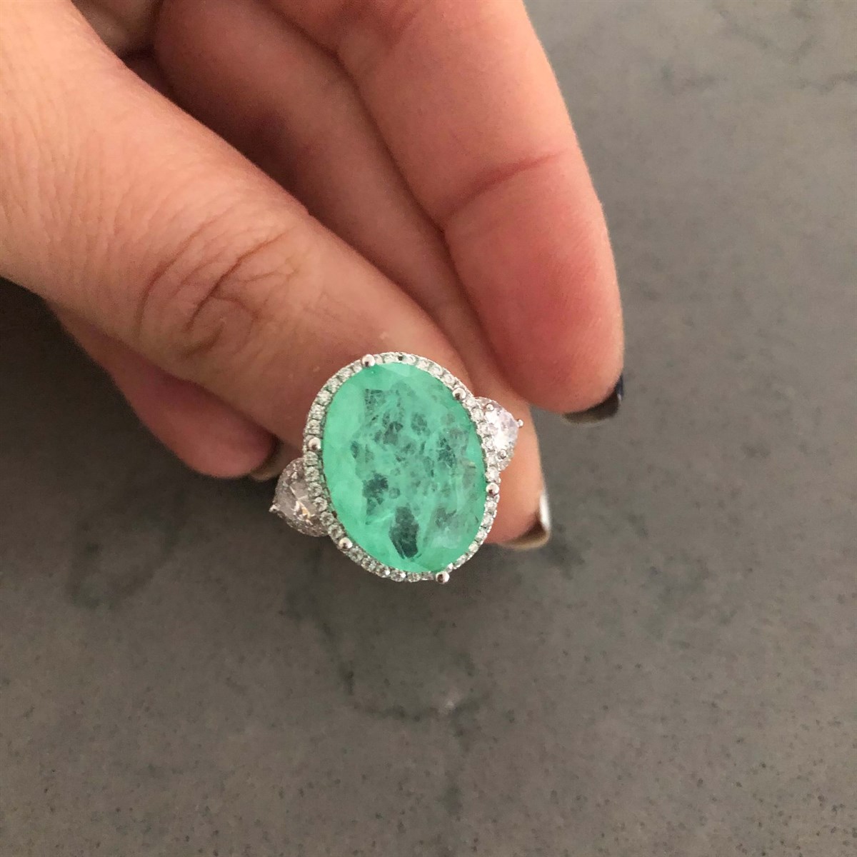 Paraiba Tourmaline Taş Oval İthal Yüzük