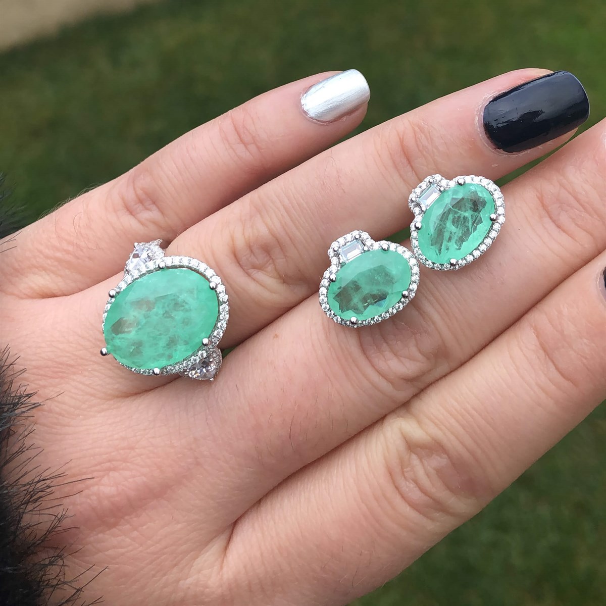 Paraiba Tourmaline Taş Oval İthal Yüzük