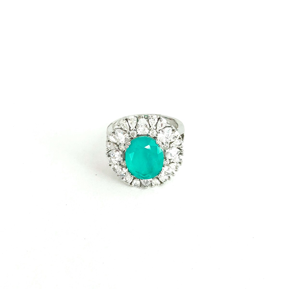 Paraiba Tourmaline Taş Oval Koyu Ton İthal Yüzük